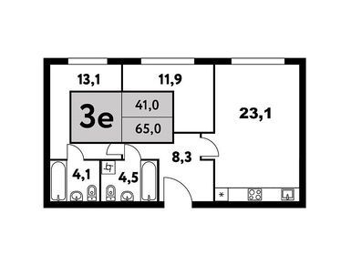 Планировки трехкомнатные в ЖК «Фестиваль Парк-2»