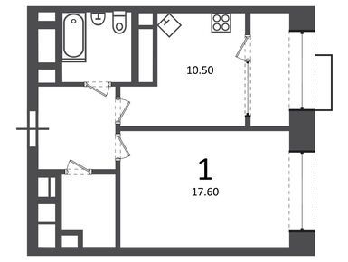 Планировки однокомнатные в Жилой дом «Клинская ул., д. 2А»