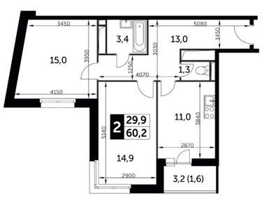 2-комнатная 60.20 кв.м, ЖК «Настроение», 20 977 074 руб.