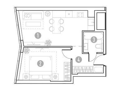 1-комнатная 40.79 кв.м, ЖК «UNO. Горбунова», 17 050 220 руб.