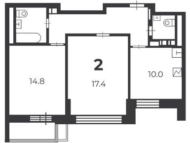 Планировки двухкомнатные в Жилой дом «Летчика Бабушкина ул., д. 29 к. 5»