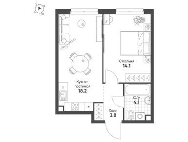 1-комнатная 40.20 кв.м, ЖК «Соколин парк», 21 978 728 руб.