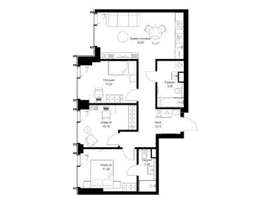 Планировки трехкомнатные в ЖК Veer (Веер)