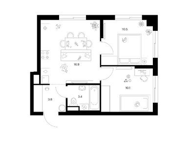 Планировки двухкомнатные в Матвеевский парк