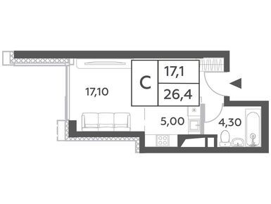 Планировки студии в ЖК Will Towers (Вилл Тауэрс)