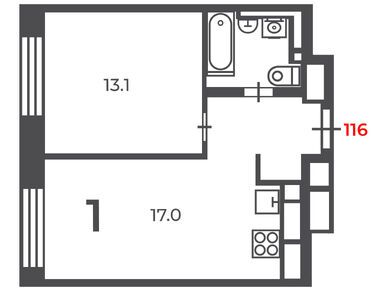 1-комнатная 39.20 кв.м, Жилой дом «Сиреневый б-р, д. 4/12», 18 029 650 руб.