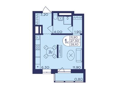 Студия 28.10 кв.м, ЖК «Героев», 6 744 000 руб.