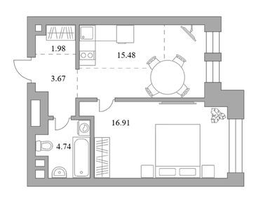 1-комнатная 42.78 кв.м, ЖК MYPRIORITY Павелецкая (Май Приорити Павелецкая), 28 568 240 руб.