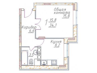 Планировки однокомнатные в ЖК «Полет-Купавна»