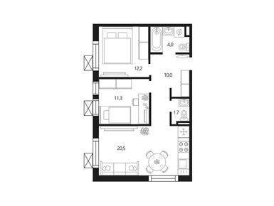 Планировки двухкомнатные в ЖК «Мой адрес на Вертолетчиков»