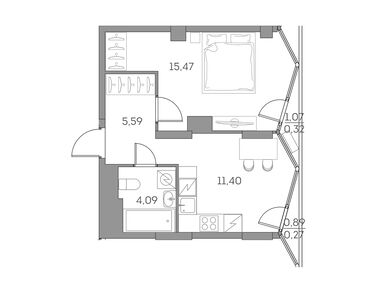 Планировки однокомнатные в ЖК «Аквилон BESIDE 2.0»