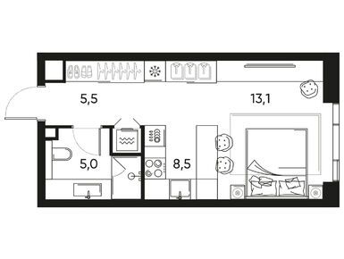 Планировки однокомнатные в Жилой квартал PRIDE (Прайд)