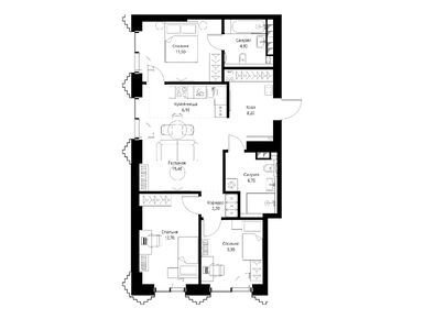 Планировки трехкомнатные в ЖК SET (СЕТ)