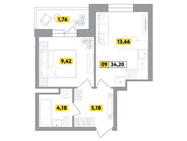 Планировки двухкомнатные в ЖК «Радость»