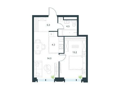 Планировки двухкомнатные в Level Академическая