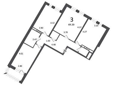 Планировки трехкомнатные в Жилой дом «Ирландская ул., д. 4, к. 1, 2»