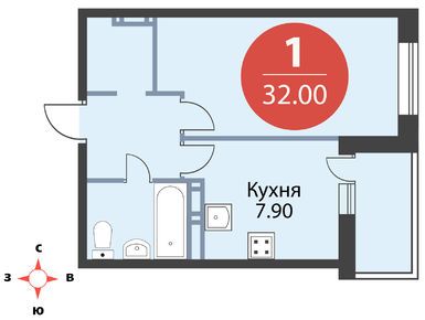 Планировки однокомнатные в ЖК «Новые Островцы»