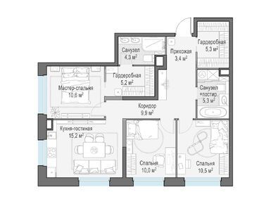 Планировки четырехкомнатные в ЖК «Белый Град»