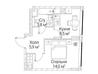 1-комнатная 32.20 кв.м, ЖК «Сезар Будущее», 25 537 820 руб.