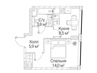 1-комнатная 32.20 кв.м, ЖК «Сезар Будущее», 25 537 820 руб.