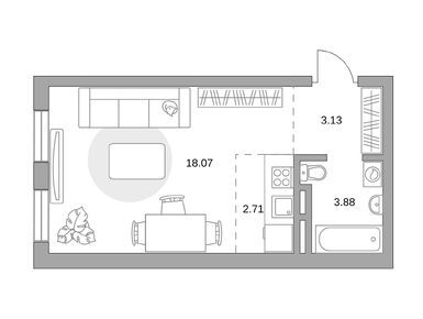 Студия 27.79 кв.м, ЖК «Аникеевский», 5 471 882 руб.