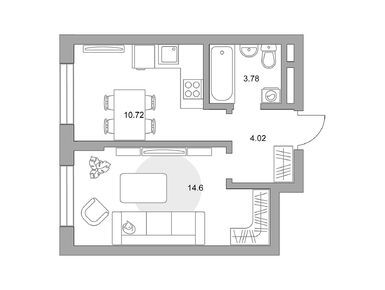 1-комнатная 33.12 кв.м, ЖК «Живописный», 6 856 951 руб.