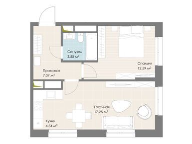 Планировки двухкомнатные в ЖК «Дюна»