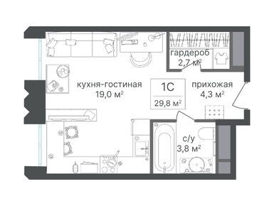 Студия 29.70 кв.м, ЖК «Варшавские ворота», 17 018 813 руб.