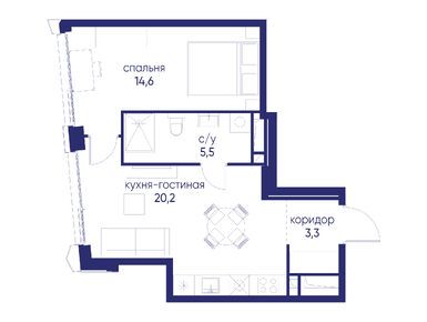Планировки однокомнатные в ЖК «Остров»