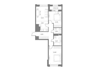 Планировки трехкомнатные в ЖК «Аквилон BESIDE 2.0»