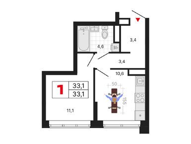 Планировки однокомнатные в ЖК «Бестселлер»