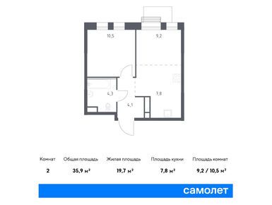 Планировки однокомнатные в ЖК «Квартал на воде»
