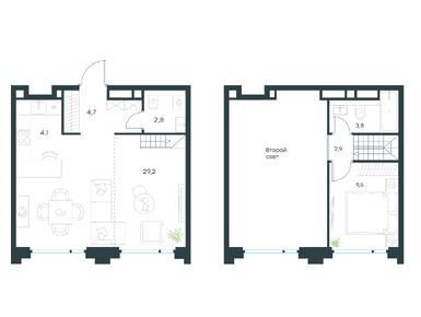 2-комнатная 56.60 кв.м, Левел Бауманская, 32 390 821 руб.