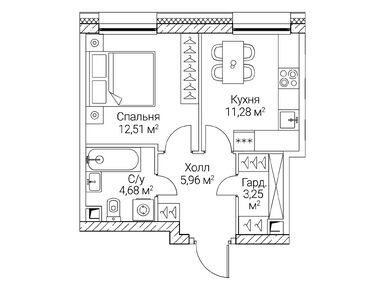 1-комнатная 37.68 кв.м, ЖК SEZAR CITY (Сезар Сити), 23 135 520 руб.