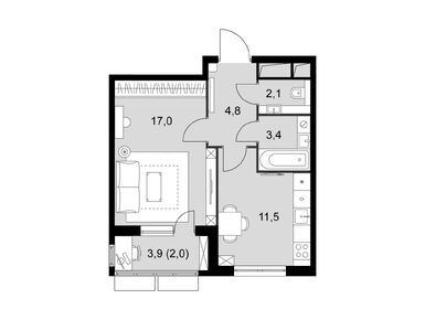 1-комнатная 40.70 кв.м, ЖК «Римский», 13 606 010 руб.