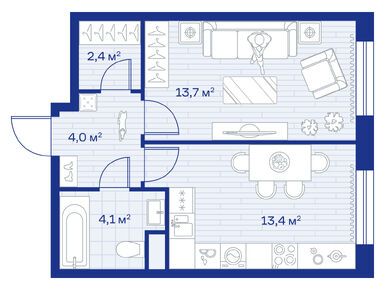 Планировки однокомнатные в ЖК «Аристов Берег»