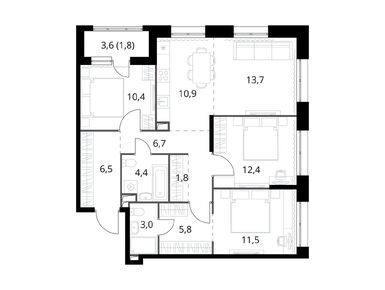 Планировки четырехкомнатные в ЖК «1-й Саларьевский» (Первый Саларьевский)