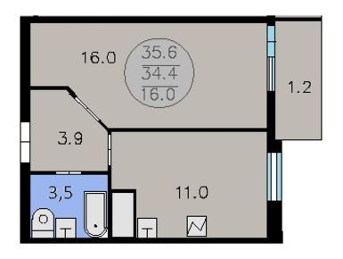 1-комнатная 35.60 кв.м, ЖК «Андреевка», 4 099 999 руб.