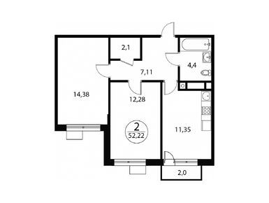 Планировки двухкомнатные в ЖК «Катуар»