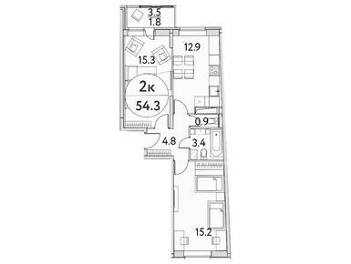 Планировки двухкомнатные в ЖК «Солнечная Долина»