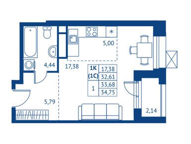 Студия 32.61 кв.м, ЖК «Поколение Первых», 7 108 980 руб.