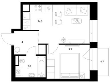 Планировки однокомнатные в Онежский вал