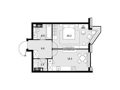 1-комнатная 43.50 кв.м, ЖК «Трилогия Кристалл», 26 535 000 руб.