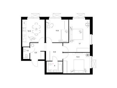 Планировки трехкомнатные в Люблинский парк