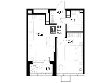 Планировки однокомнатные в ЖК «Снегири»