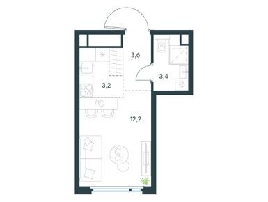 Студия 22.40 кв.м, Level Нижегородская, 16 127 759 руб.