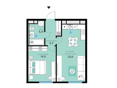 1-комнатная 49.10 кв.м, «СберСити», 36 240 710 руб.