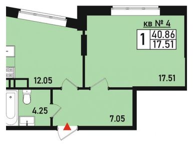 1-комнатная 41.00 кв.м, Эко-район «Борисоглебское», 7 800 000 руб.
