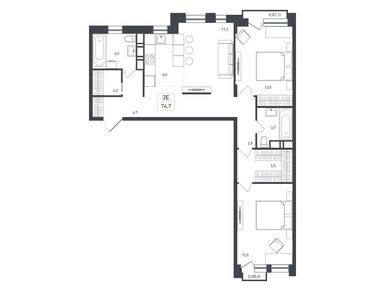 Планировки трехкомнатные в ЖК «Новая Щербинка»