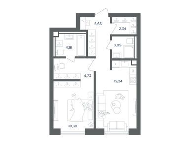 1-комнатная 45.57 кв.м, ЖК «УЛЬТИМА Сити», 22 122 412 руб.
